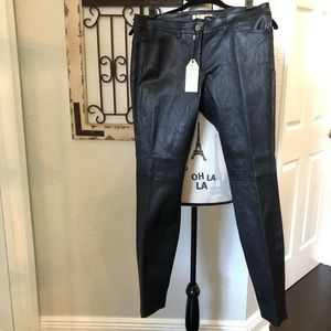 MaxStudio Black Leather Pants, NWT